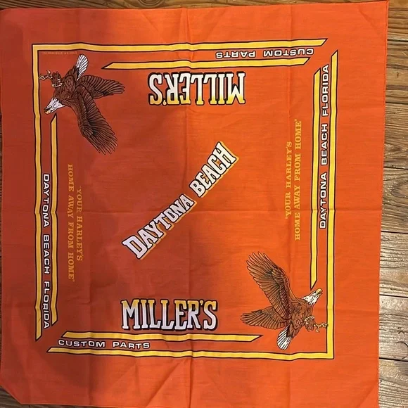 Very RARE Vintage 1989 Miller’s Daytona Beach Handkerchief Scarf 21x21 Harley